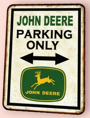 Plaque métal vintage Parking John Deere