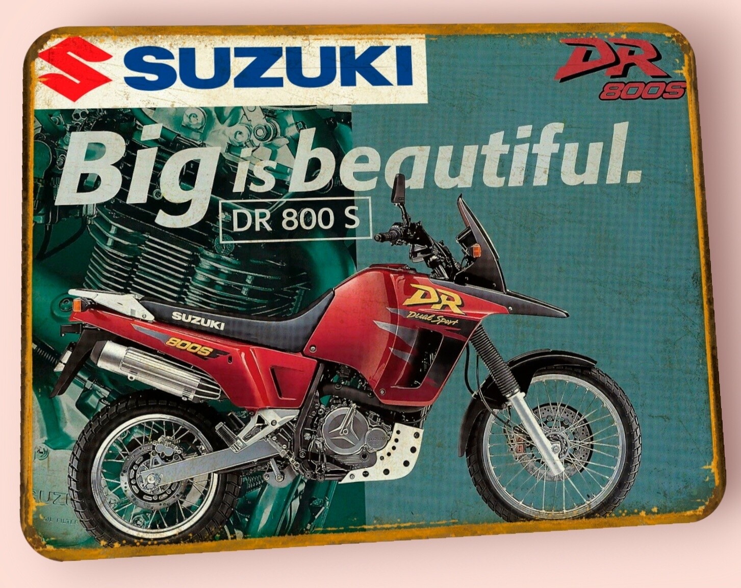 Plaque métal vintage Suzuki DR 800 S