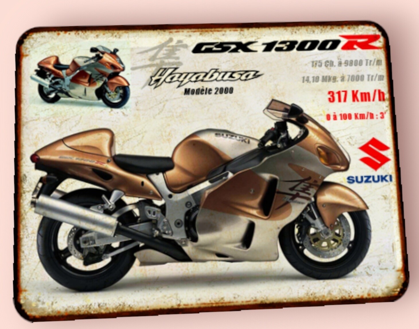 Plaque métal vintage Suzuki 1300 Hayabusa 2000