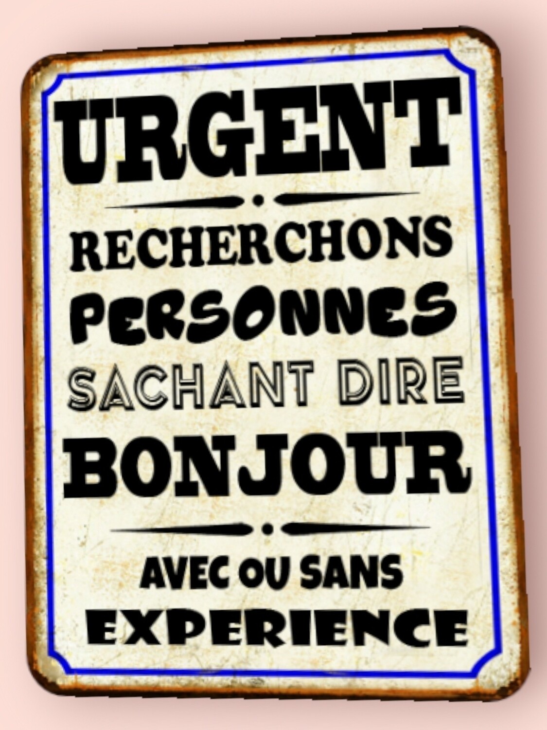 Plaque métal vintage Bonjour
