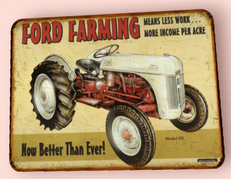 Plaque métal vintage Tracteur Ford farming