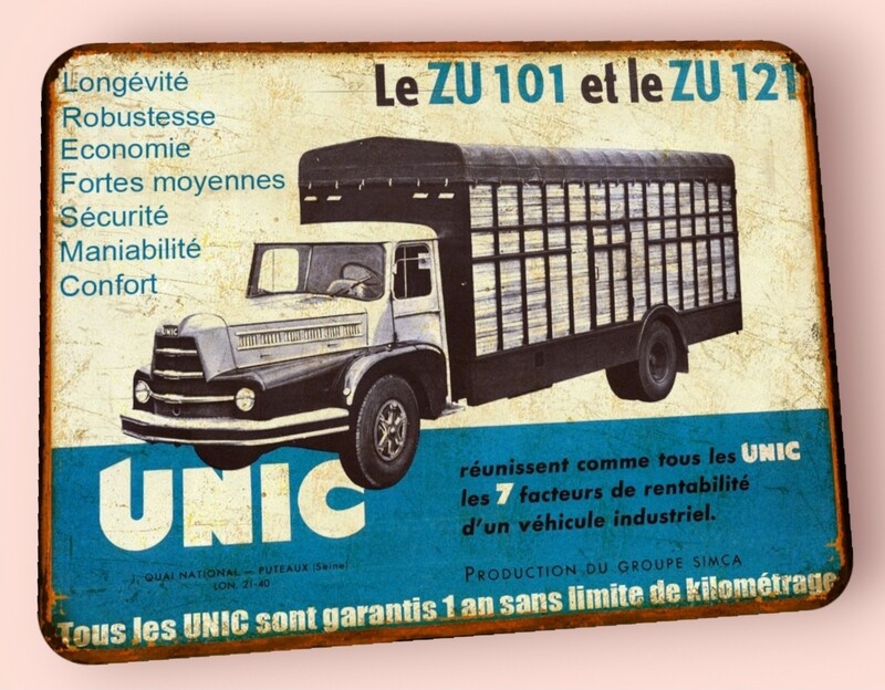 Plaque métal vintage UNIC 101 / 121