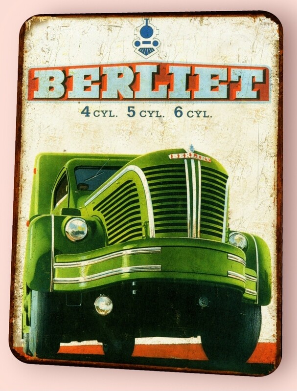 Plaque métal vintage Berliet vert
