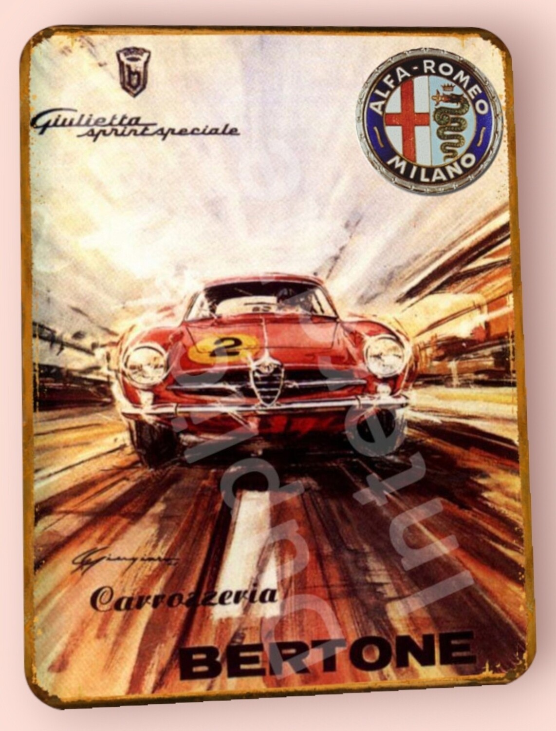 Plaque métal vintage Alfa Roméo Giulietta Sprintspeciale