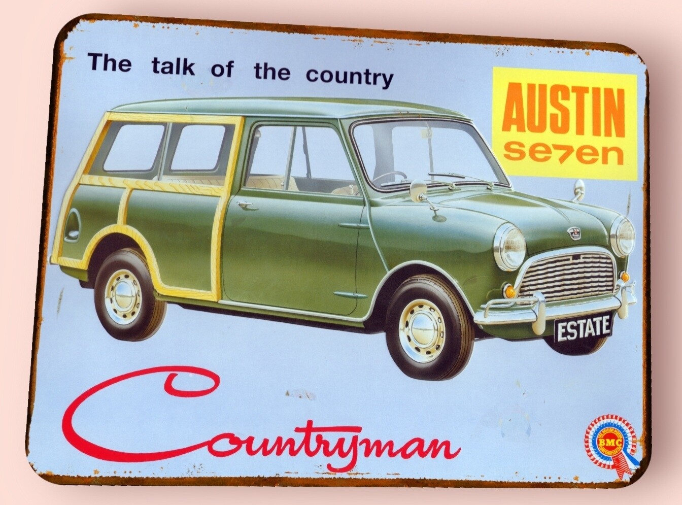 Plaque métal vintage Austin Mini Seven Countryman