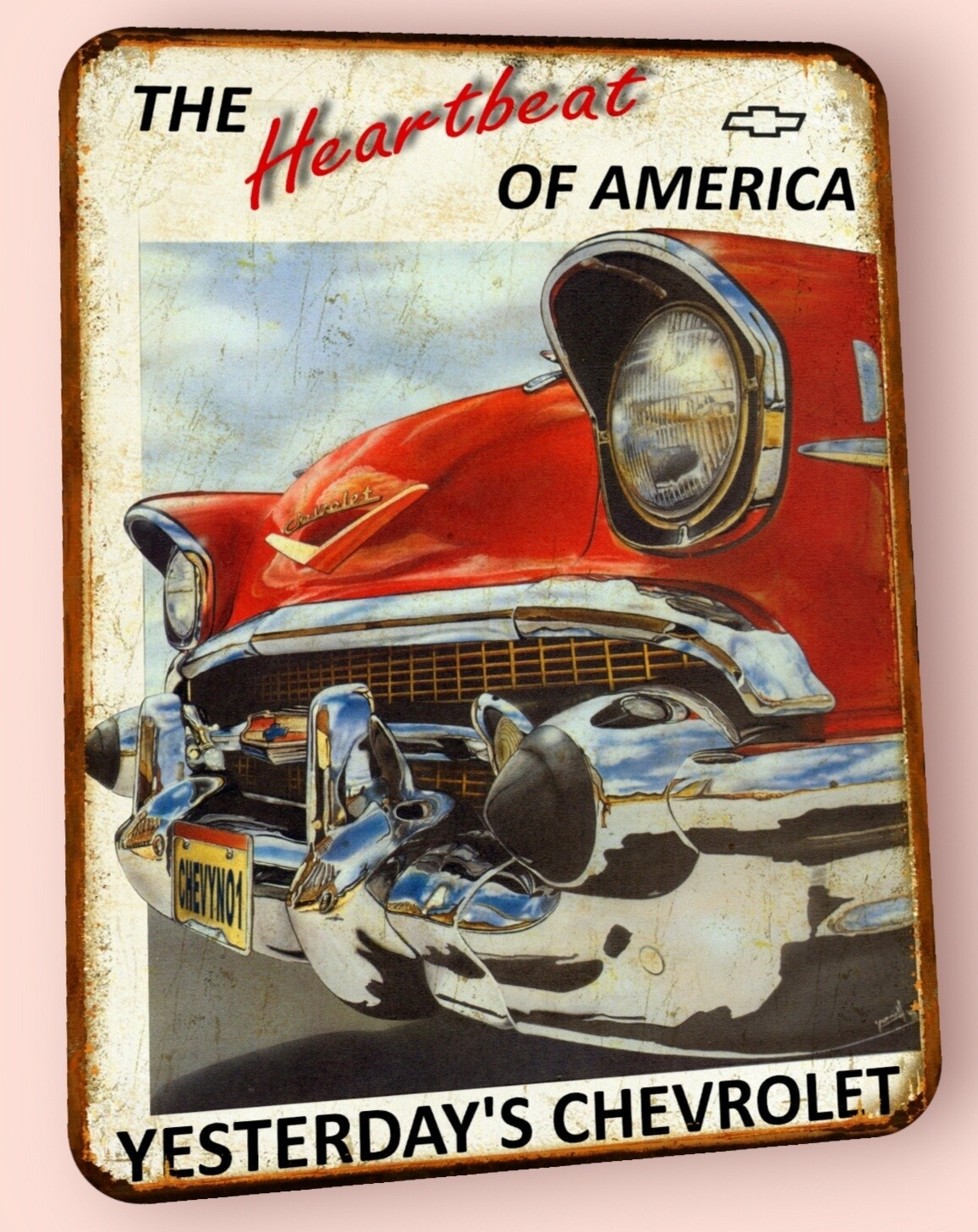 Plaque métal vintage Chevrolet Heartbeat