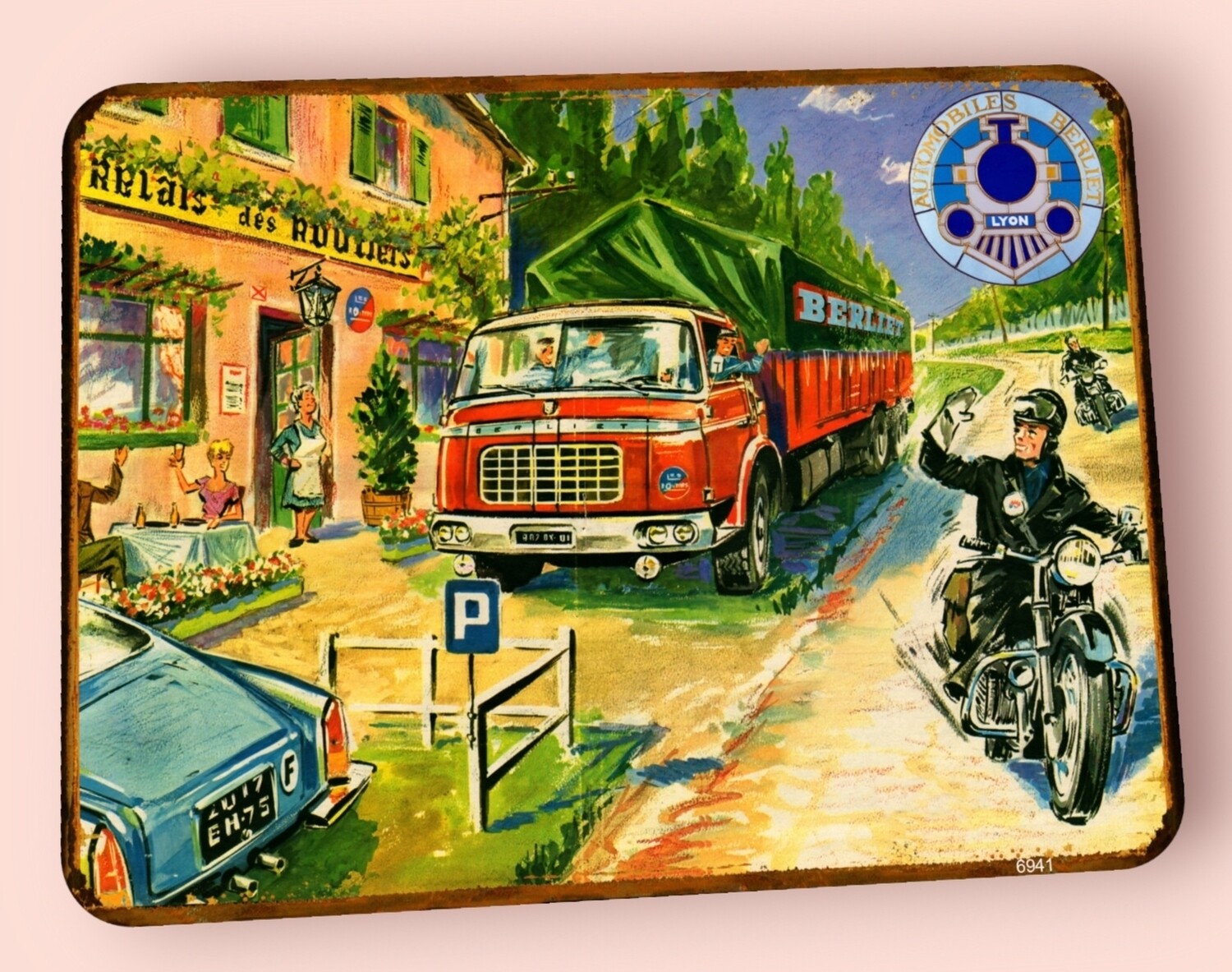 Plaque métal vintage Berliet sur la route