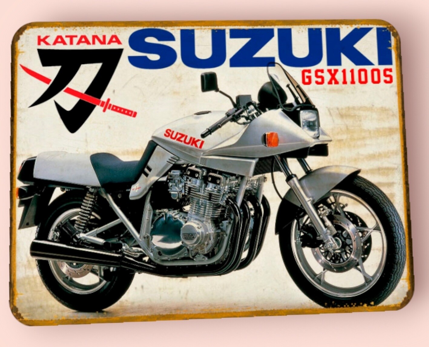 Plaque métal vintage Suzuki Katana