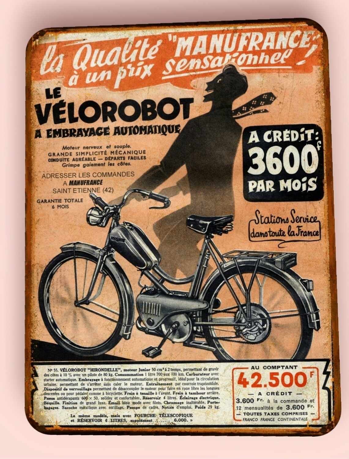 Plaque métal vintage Velorobot