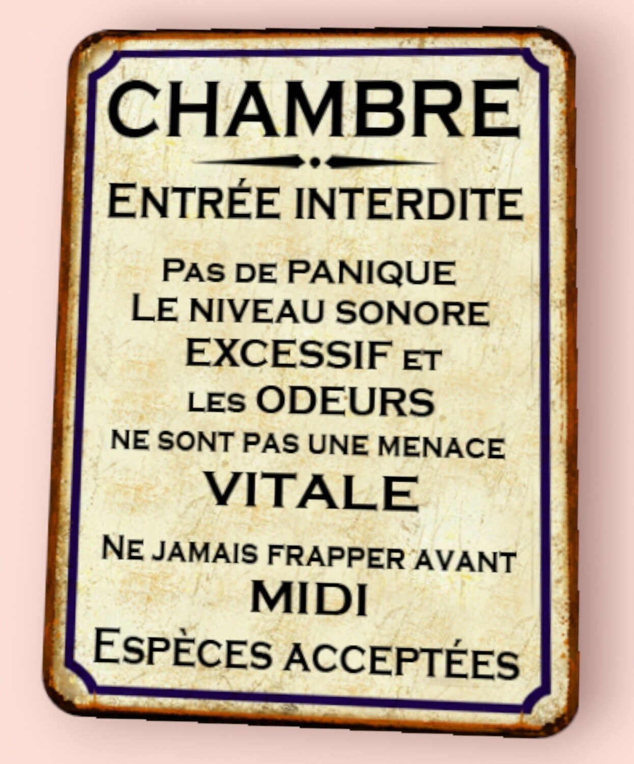 Plaque métal vintage Chambre vitale
