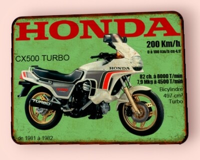 Plaque métal vintage Honda CX 500 turbo