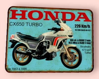 Plaque métal vintage Honda CX 650 turbo