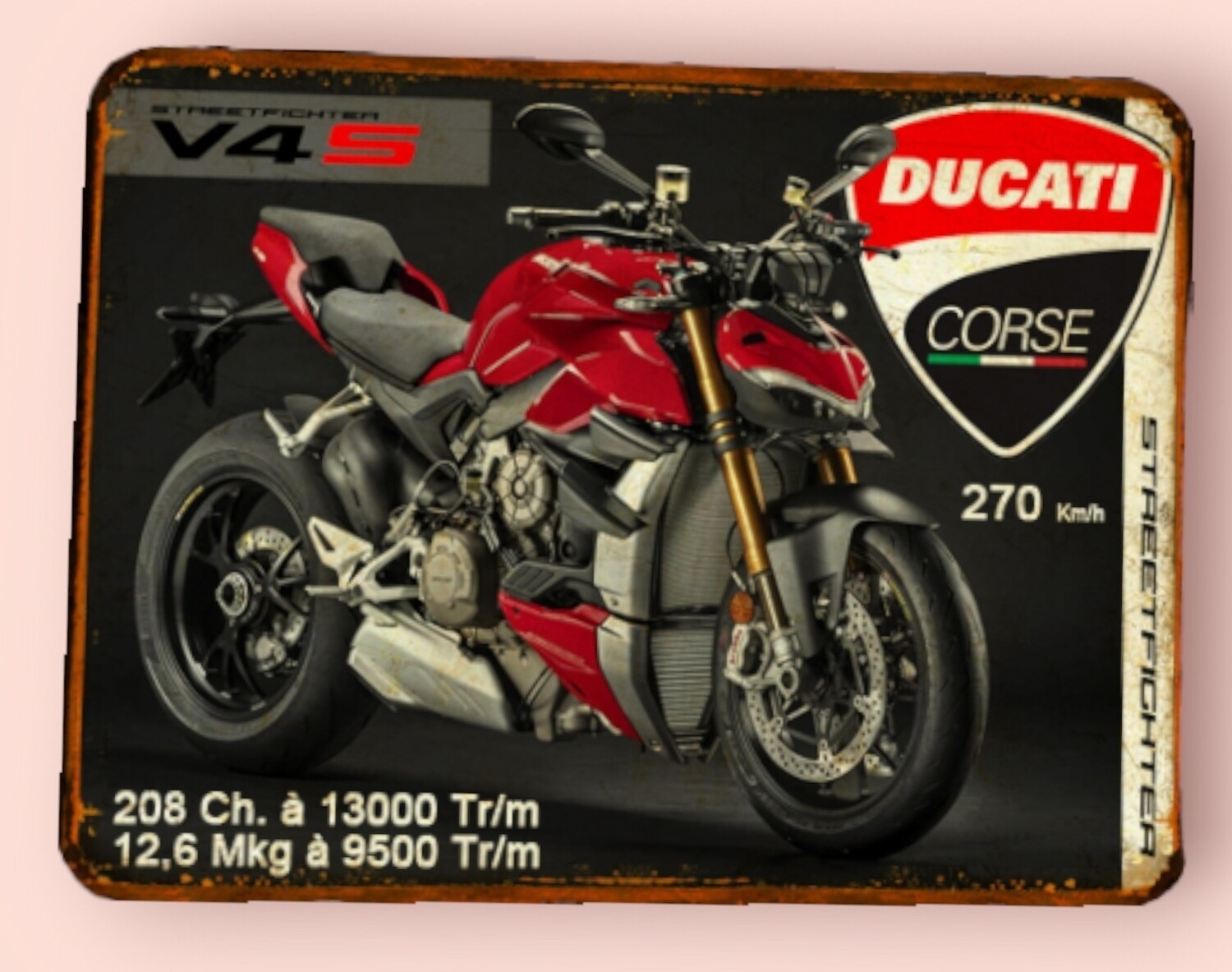 Plaque métal vintage Ducati Streetfighter V4 S