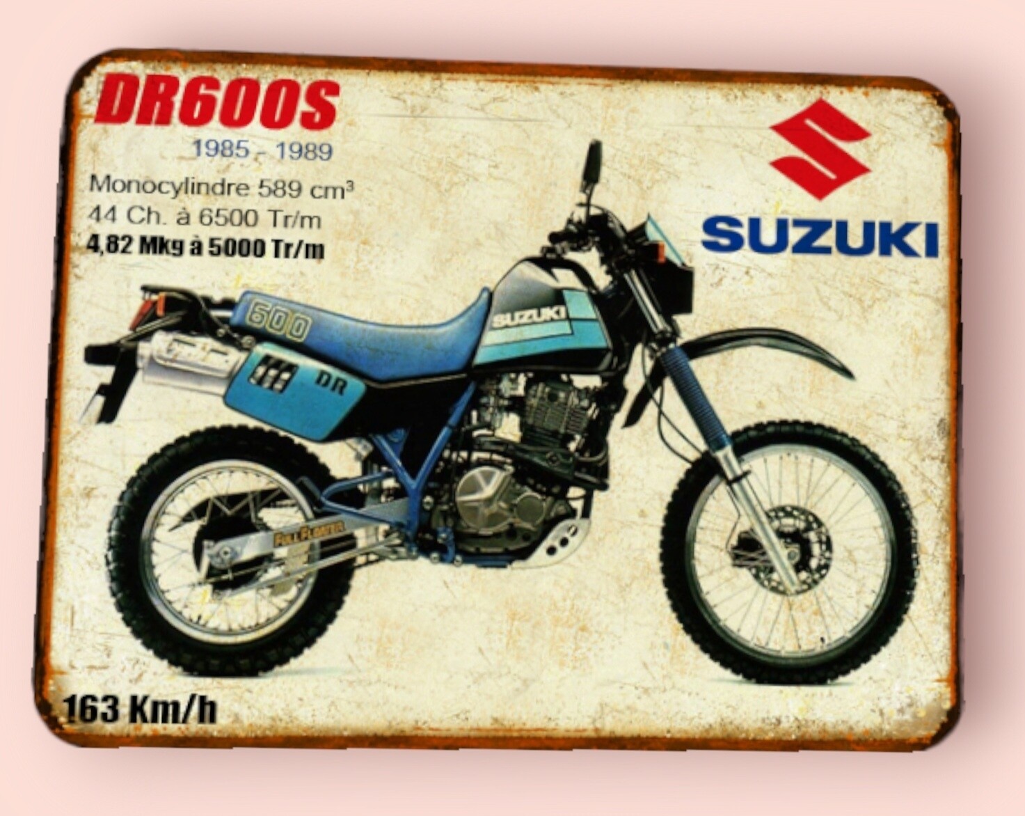 Plaque métal vintage Suzuki DR 600 S