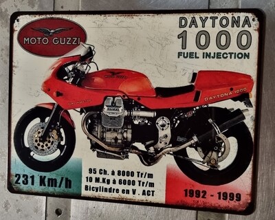 Plaque métal vintage Moto Guzzi 1000 Daytona