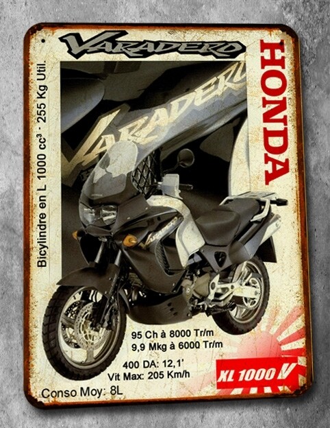 Plaque métal vintage Honda XLV 1000 Varadero