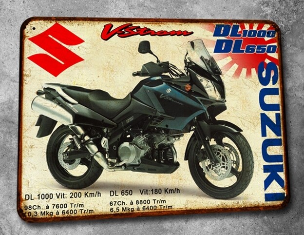 Plaque métal vintage Suzuki VStrom 650 et 1000