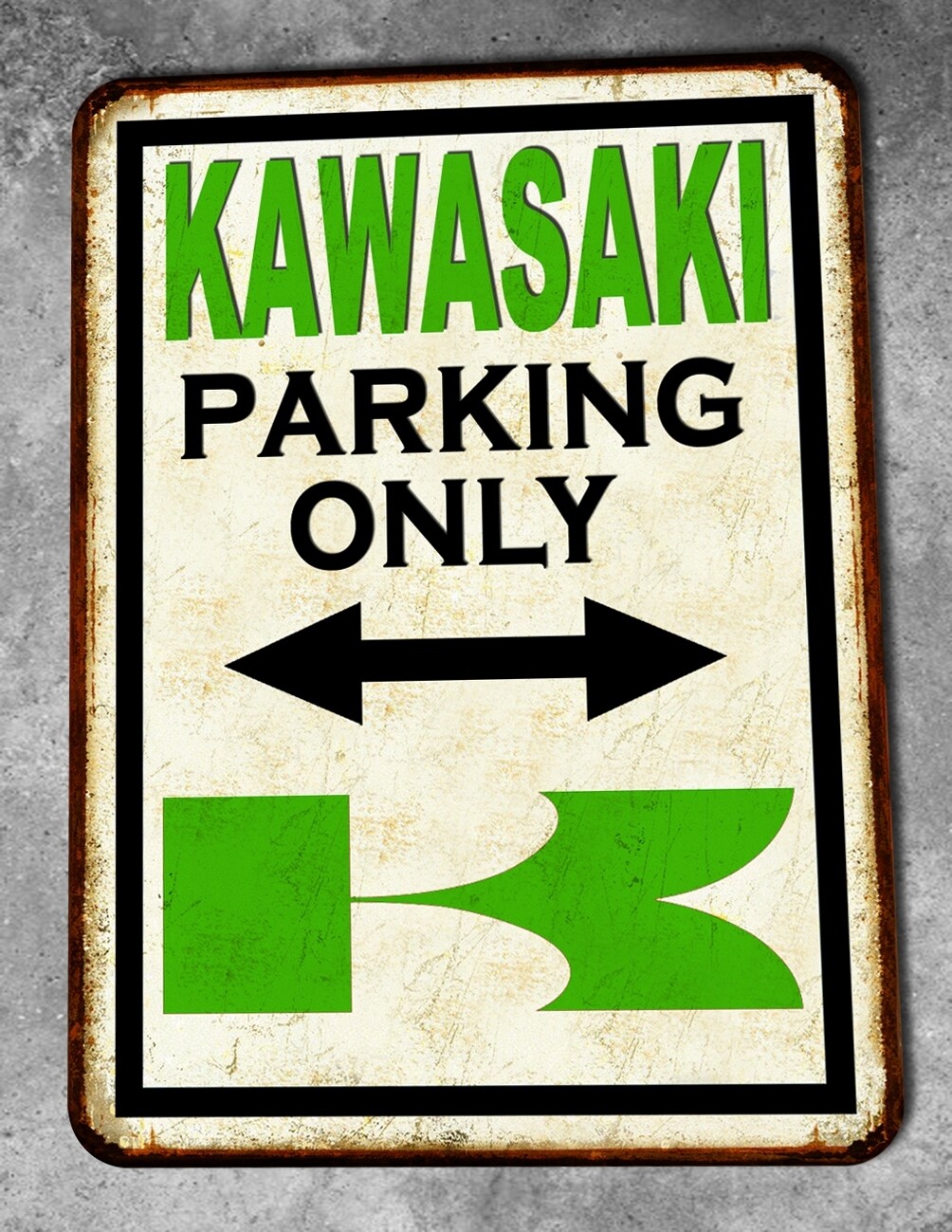 Plaque métal vintage Kawasaki parking Only