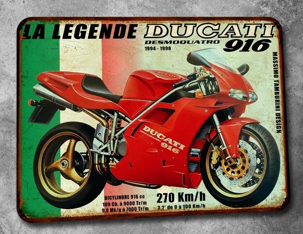 Plaque métal vintage Ducati 916
