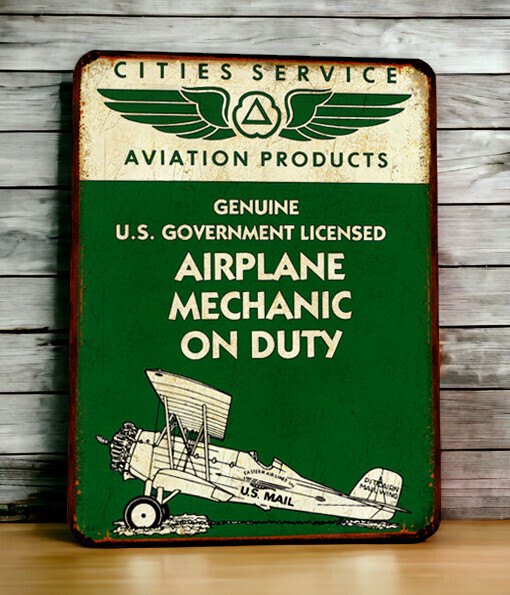 Plaque métal vintage Airplane Mechanic