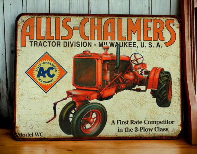 Plaque métal vintage Allis Chalmers Model WC
