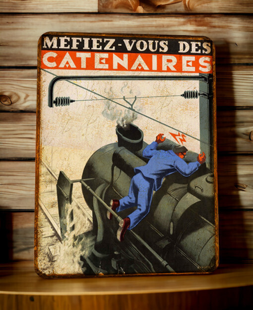Plaque métal vintage SNCF Catenaires