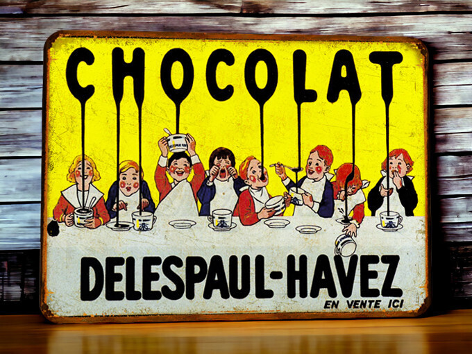Plaque métal vintage Delespaul Havez Chocolat