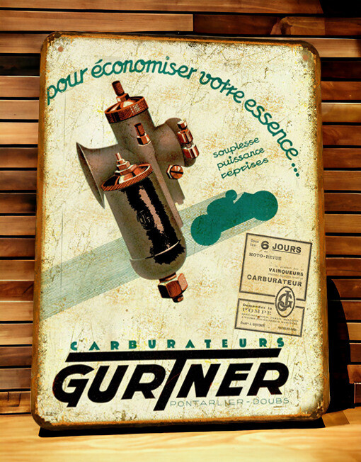 Plaque métal vintage Gurtner carburateur