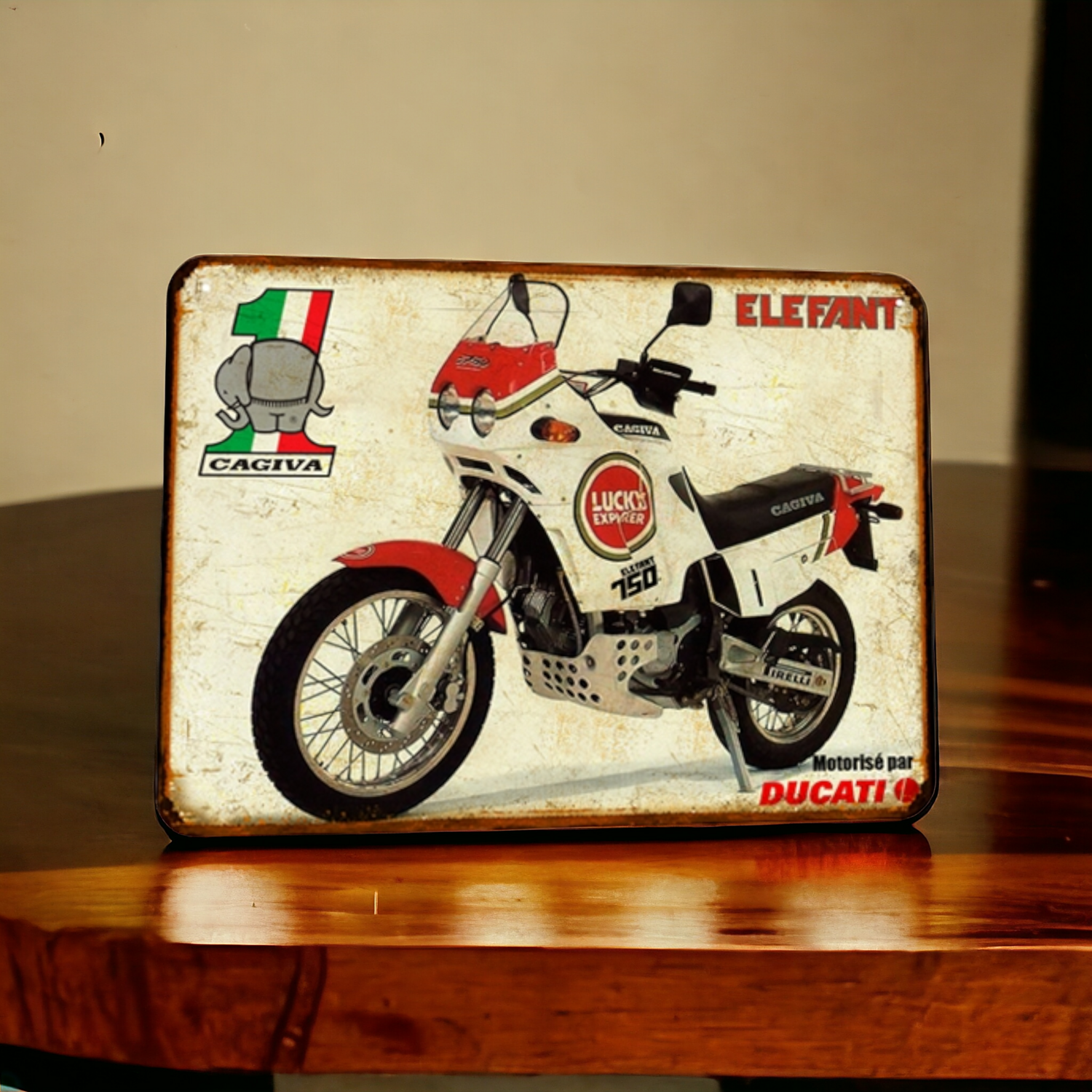 Plaque métal vintage Cagiva Elefant