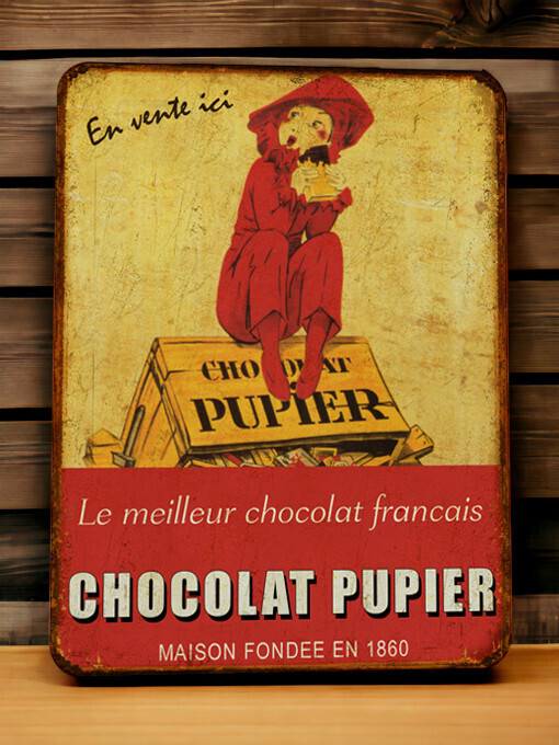 Plaque métal vintage Pupier Chocolat