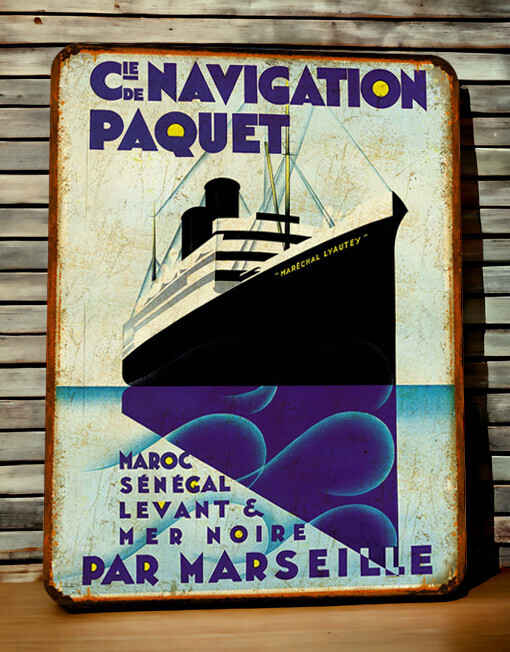 Plaque métal vintage Compagnie de Navigation Paquet - Général Lyautey
