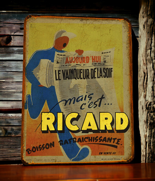Plaque métal vintage Ricard Vainqueur