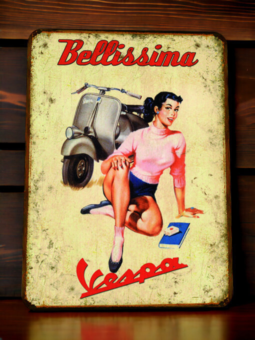Plaque métal vintage Vespa Bellissima