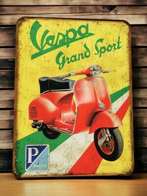 Plaque métal vintage Vespa Grand Sport