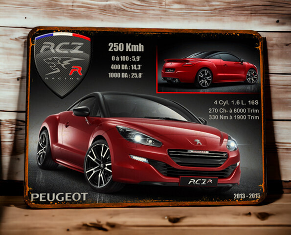 Plaque métal vintage Peugeot RCZ R