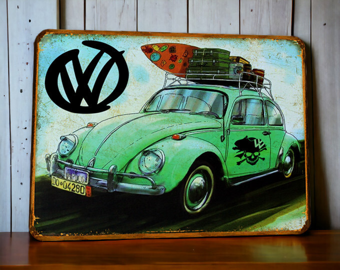 Plaque métal vintage VW cox surf
