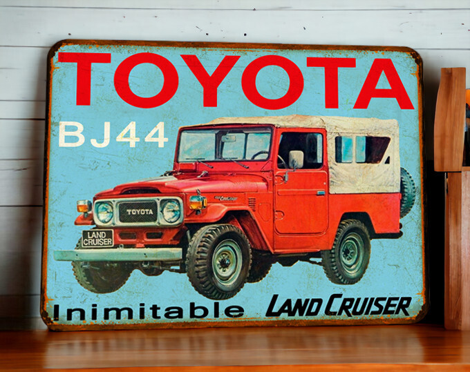 Plaque métal vintage Toyota Land cruiser BJ44