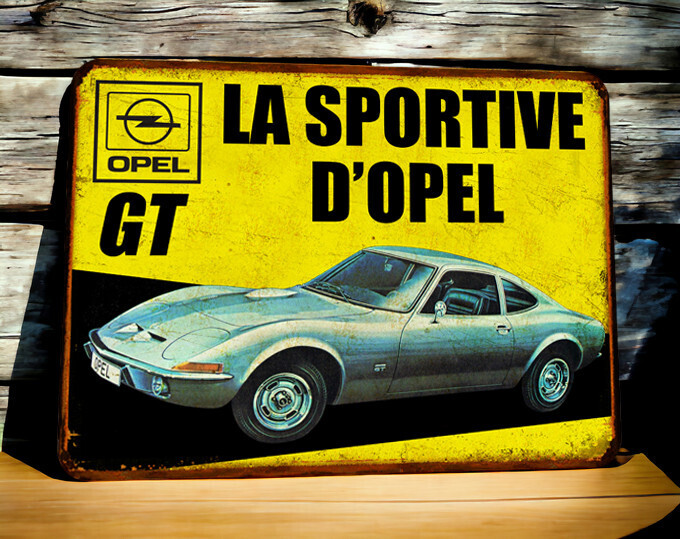 Plaque métal vintage Opel GT