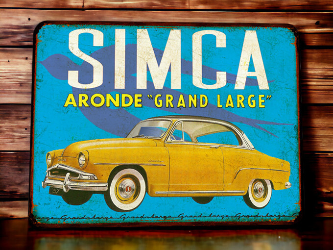 Plaque métal vintage Simca Aronde Grand Large