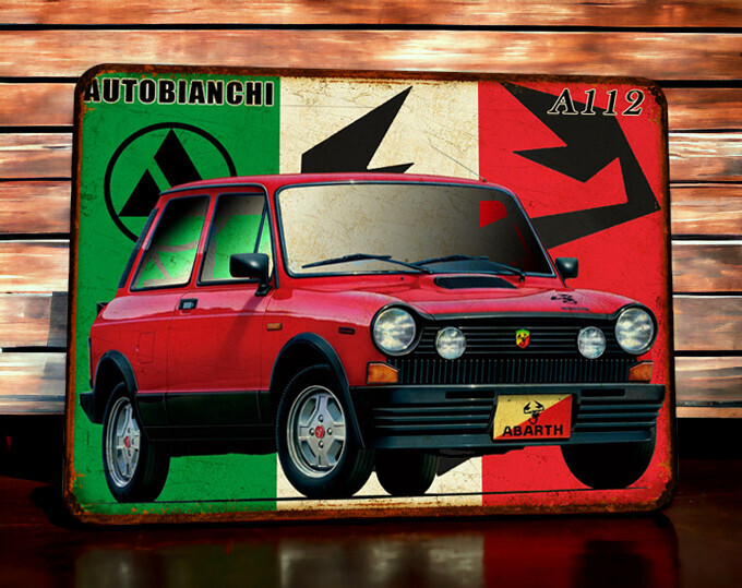 Plaque métal vintage Autobianchi Abarth