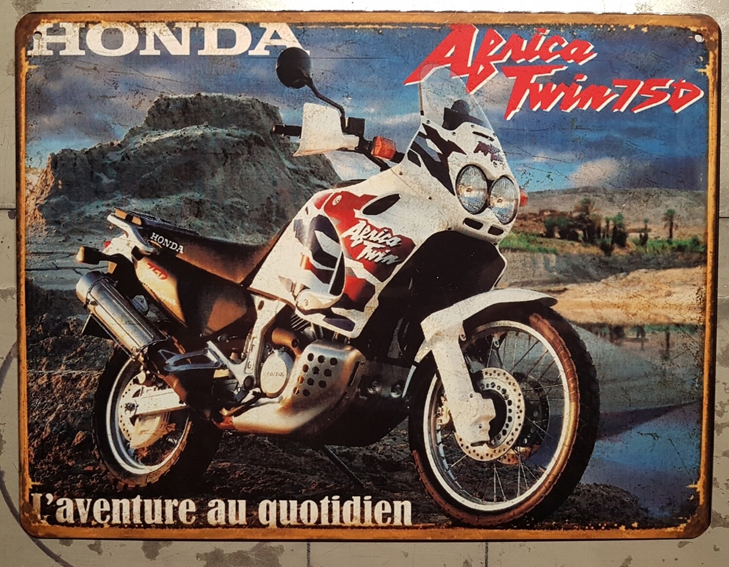 Plaque métal vintage Honda 750 Africa Twin