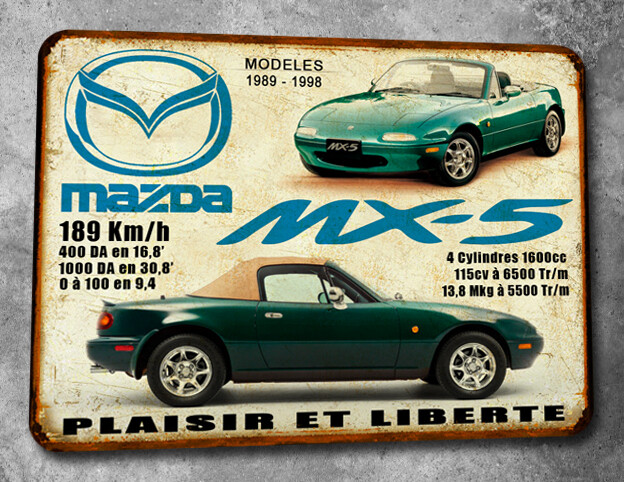 Plaque métal vintage Mazda MX5