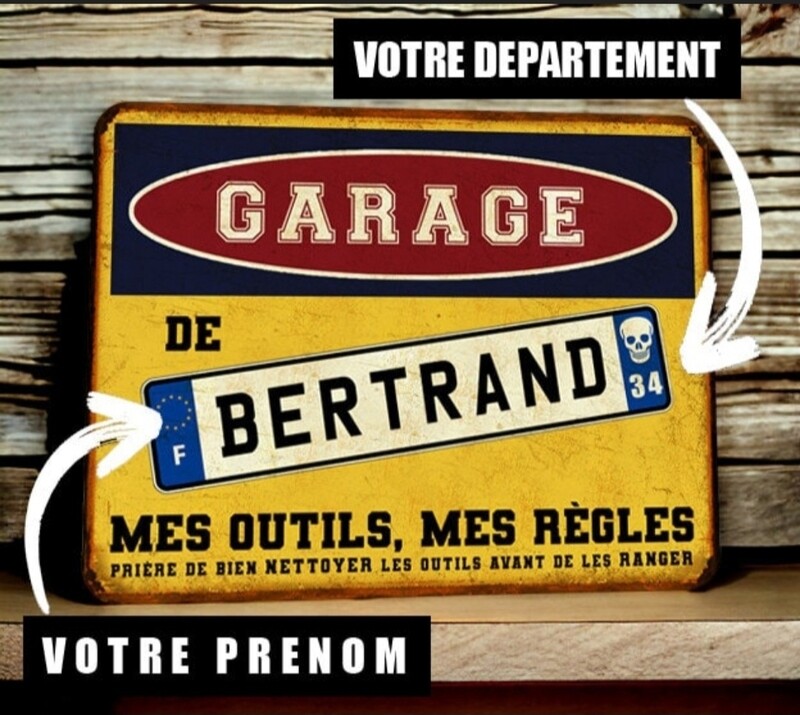 Plaque métal vintage Garage Personnalisée 