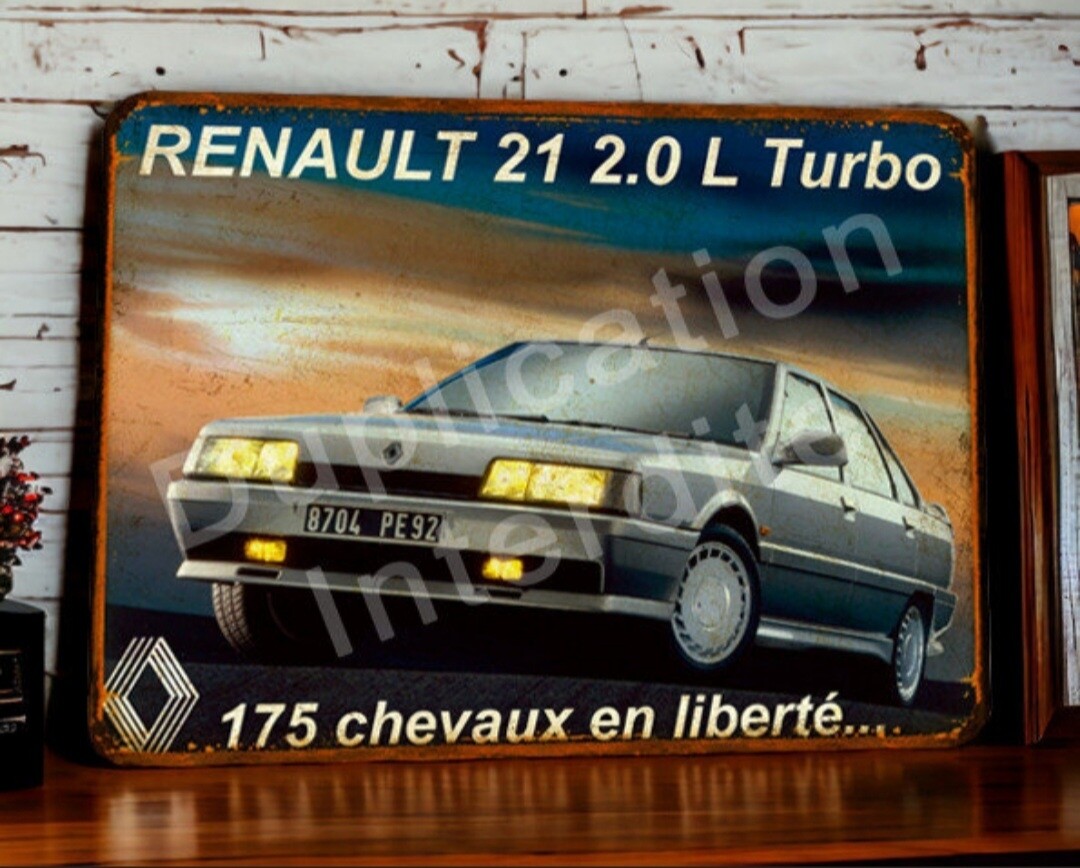 Plaque métal vintage Renault 21 Turbo