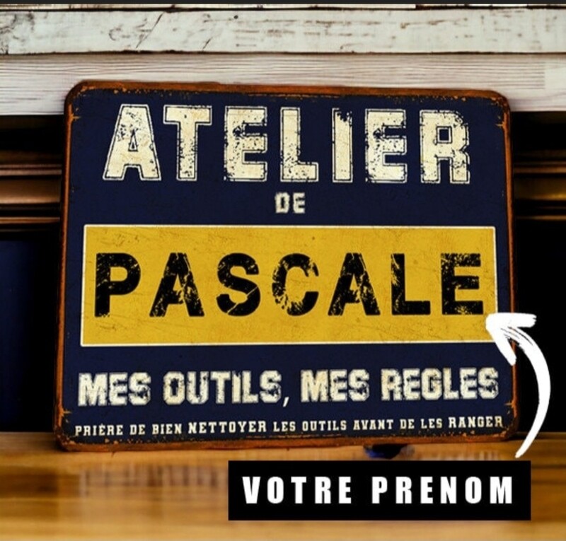 Plaque métal vintage Atelier Personnalisée 
