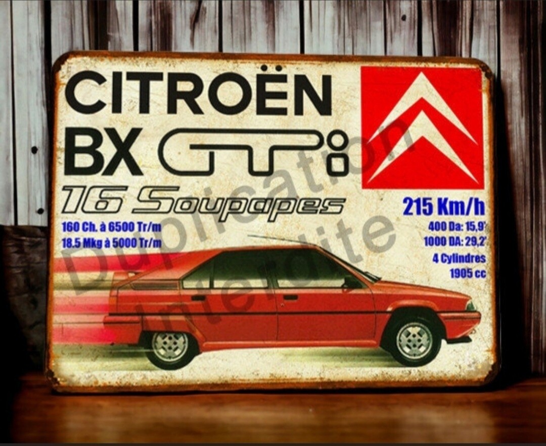 Plaque métal vintage Citroën BX GTI