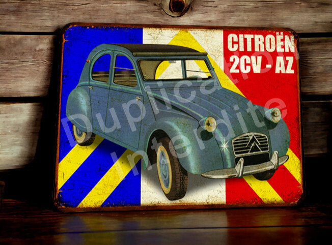 Plaque métal vintage Citroen 2cv AZ
