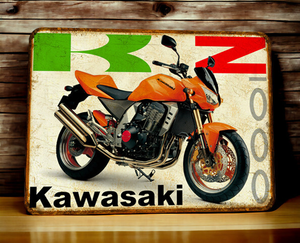 Plaque métal vintage Kawasaki Z1000