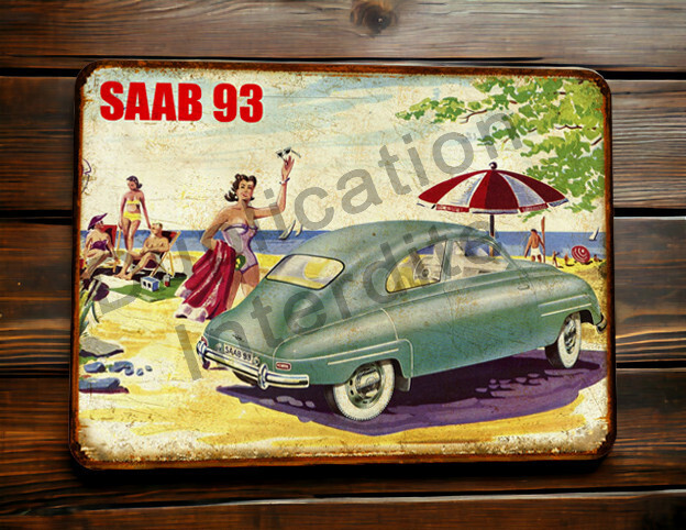 Plaque métal vintage Saab 93