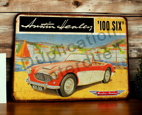 Plaque métal vintage Austin Healey 100 SIX